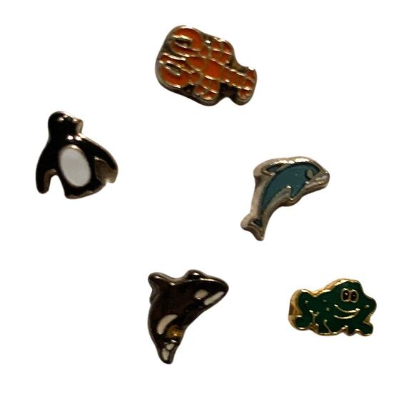 Lot 48+ Pcs Floating Locket Enamel Charms Colorful Fish Frogs Lobsters Penguins - Picture 3 of 5